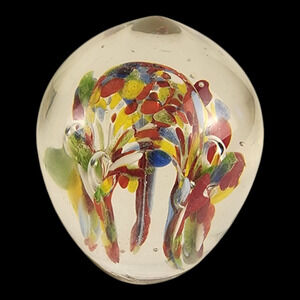 Vintage Hand-Blown Multicolor Firework Controlled Bubbles Art Glass Paperweight